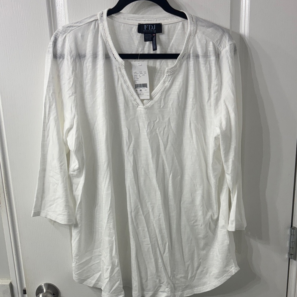 FDJ French Dressing Jeans NWT XL Women's White Top Laura